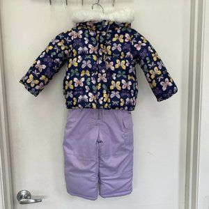 CARTERS Girls 2T Hooded Ski Jacket Bib Overall Ski Pants Set 15101 Purple